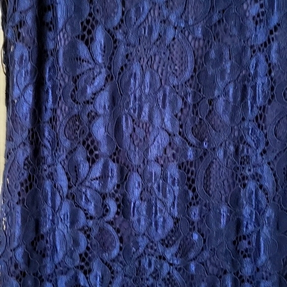 SAM EDELMAN Blue Lace Dress Sleeveless Sheath Tie Bow Back - Picture 5 of 9